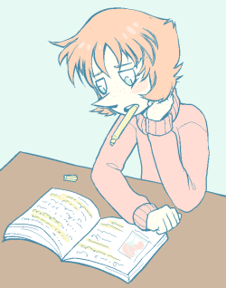 asexualgem:  Captain told me to draw our college AU Pearl studying