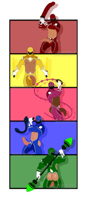 headingsouthart:  Mighty Morphin Power Bottoms heres some gay,