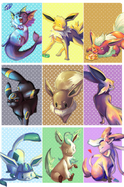 kiwiburrr:Decided to put all the eveelutions into one poster/print