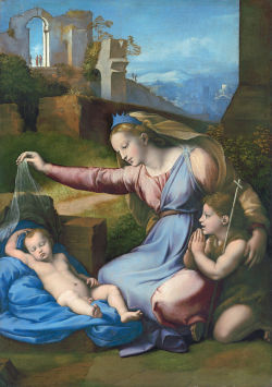 lionofchaeronea:  Madonna of the Blue Diadem, Raphael, between