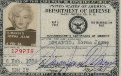 Marilyn Monroe’s Military ID (Norma Jeane DiMaggio)