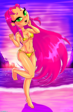 therealshadman:  Starfire in the bikini meant for silkie, drawn