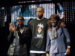 aintnojigga:  Jay-Z with Afeni Shakur, mother of Tupac, and