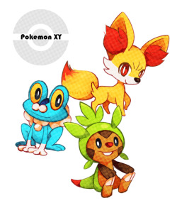 duskball:  nudelisuppe:  -Pokemon XY starters- by ~Keichan411