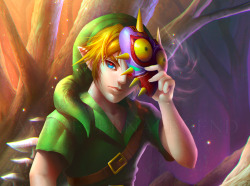 eternalegend-art:Young Link in possession of Majora’s Mask