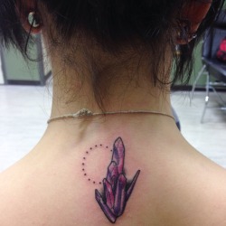 1337tattoos:  Amethyst crystal cluster done by Trevor of Studio