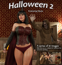  A series of 51 images. Skyla dresses up as a vampire for Halloween but meets the real thing. This series has oral, vaginal and anal sex. Custom created morphs have been made to add more realism to the poses and figures. This image series comes in a PDF