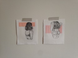 f-hirst:  two gal pals hanging out on my wall  (vague self portraits,