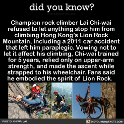 did-you-kno:  Champion rock climber Lai Chi-wai  refused to let