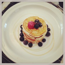 I made #breakfast! #pancakes #instafat #instafood #blueberries