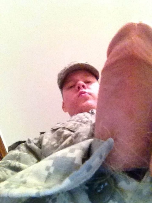 straightboyselfpics:  Cole Cole wears his uniform with pride. This aspiring recruits father and grandfather served in the military and is ready for his turn. He slowly removes each piece of his uniform to reveal a throbbing dick begging to be serviced.