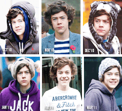        Harry Styles in 2010, 2011, 2012 and 2013         