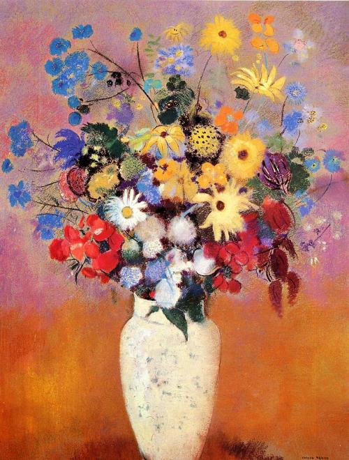 artist-redon:  White Vase with Flowers, 1916, Odilon RedonMedium: