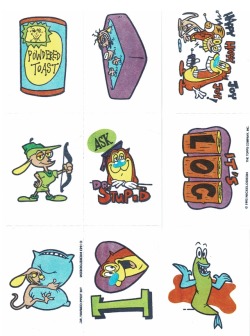 nickelodeonhistory:ren and stimpy temporary tattoos from 1993
