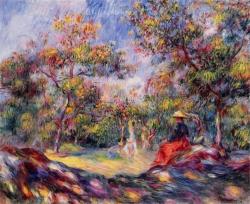 lonequixote:  Woman in a Landscape by Pierre Auguste Renoir (via