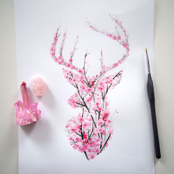 artsnskills:  Charming Cherry Blossom Silhouettes of Animals