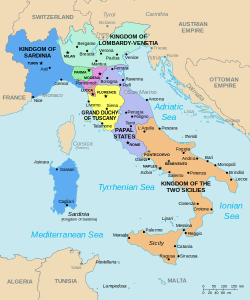 polworld:Political map of Italy in the year 1843