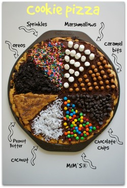 lovelydeliciousfood: Chocolate chip cookie pizza 