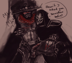 tomis-jb:  From the stream- Doodle 3- Reaper and McCree NSFW