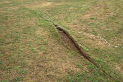 itscolossal:  A Sutured Lawn Stitched with Cable by French Artist