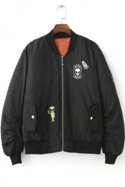 sneakysnorkel:  Fashion Baseball Jackets. Alien Embroider  