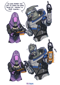 skyllianhamster:Tali and Garrus have fun conversations on the