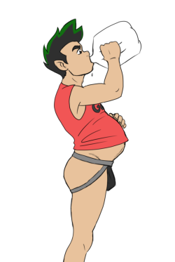 verzisnsfwblog: Jake Long chugging milk for that GOMAD diet challenge