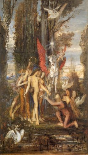 gustave-moreau:Hesiod and the Muses, 1860, Gustave MoreauMedium: