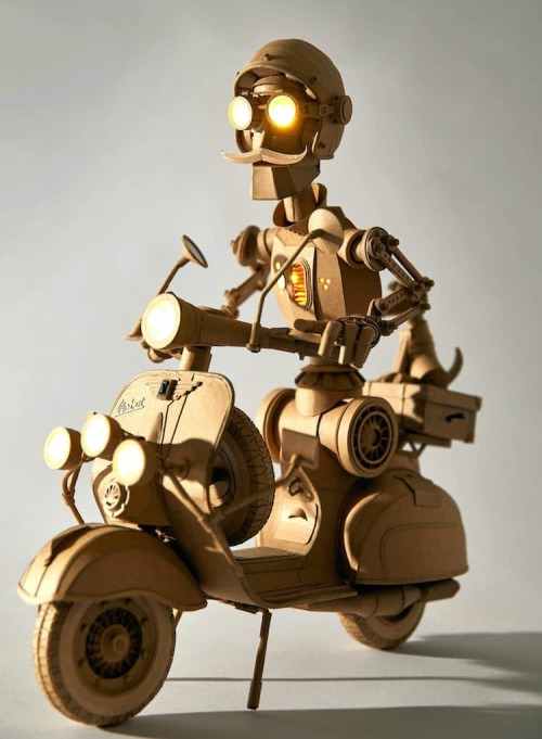 mymodernmet:  Artist Crafts Incredibly Detailed Cardboard Robots