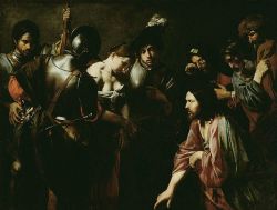 nothing-left-sacred:Valentin de Boulogne, Christ and the Adulteress