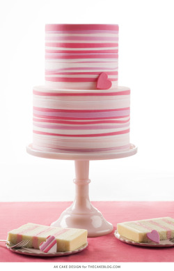 confectionerybliss:  Pink Striped Heart Cake & A TutorialSource: