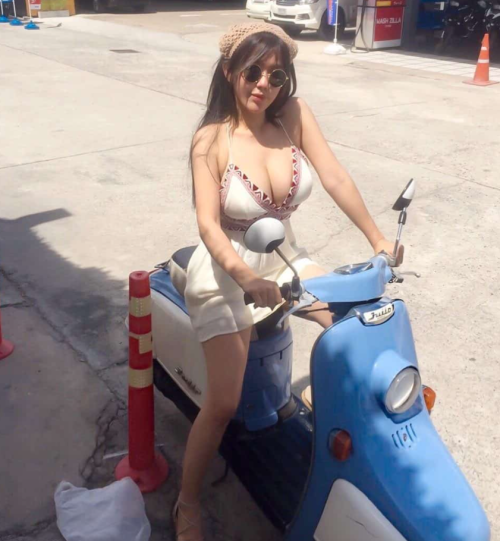Ride on her motorbike?