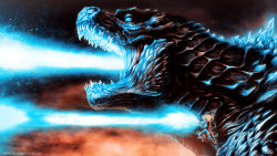pixelated-nightmares:  Godzilla x Goku: Atomic Kamehameha by
