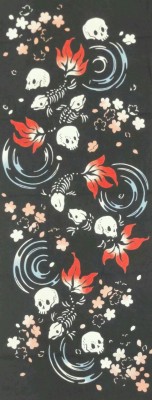 twenty1-grams:  Tenugui Japanese Fabric ‘Skulls and Goldfish
