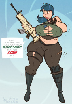 hugotendaz: Kate - Fortnite - Bigger Target - Cartoon PinUp Sketch