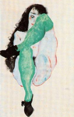 humanslikeme:Schiele, Egon (1890-1918) - Girl With Green Stockings