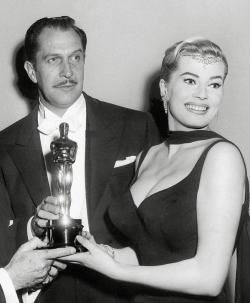 theniftyfifties:  Vincent Price and Anita Ekberg at the 30th