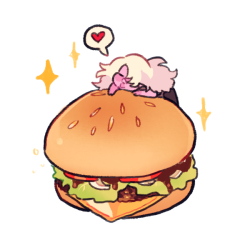 tlsdlrhdwh:amethyst with hamburgermy love with her love~ <3