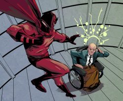professorxisajerk:  Magneto vs. Professor Xavier by Sanford Greene.