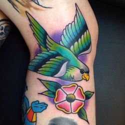 fuckyeahtattoos:  A little monk parakeet, by Michael Williams