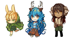 masasei:  yay finally done =u=! hare noiz, deer aoba, ram mink,