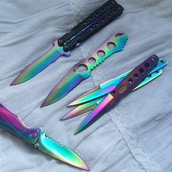 furything:  Rainbow collection! Folding ‘butterfly knife’