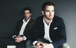 thebeautyofsolitude:  Chris Pine & Zachary Quinto by Gaye