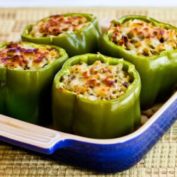 foodffs:  Stuffed Green Peppers with Brown Rice, Italian Sausage,