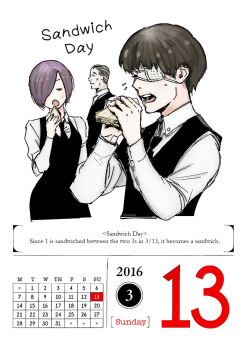 March 13, 2016Kaneki and Touka try to practice eating their sandwiches