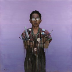 Nortse, Self Portrait, 2007, mixed media on canvas 134.5 x 134.5 cm