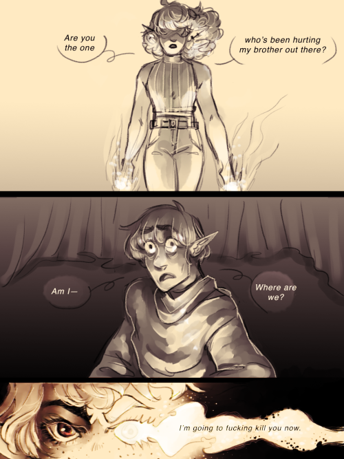 herbgerblin:[ID: 3 panel comic of Lup, an elven woman with a