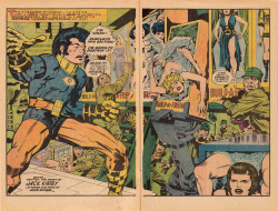 Double-page spread from OMAC No. 1 (DC Comics, 1974). Art by Jack Kirby.From ebay.