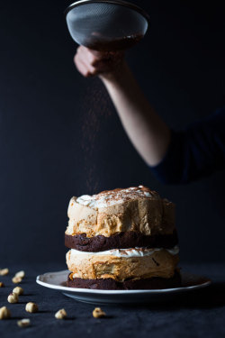 sweetoothgirl:   Chocolate Hazelnut Meringue Cake   