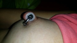 nippleringlover:  4mm steel ring, in 8mm steel tunnel, in 10mm